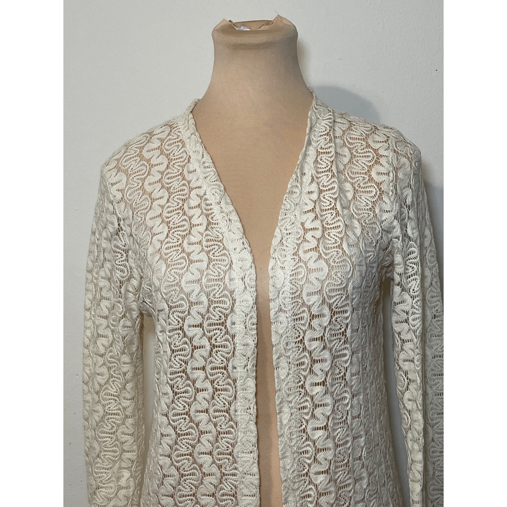 Heart N Crush Lace Crochet Cardigan Size M Cream Boho Cottagecore Festival Fairy - Picture 2 of 8